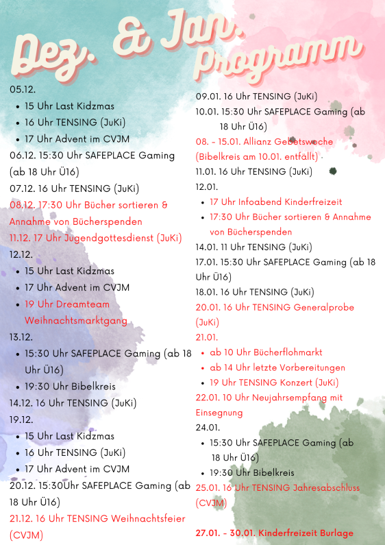 Dezember & Januar Programm